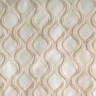 Beige cream color traditional ogee vertical curved flowing layers embroidery polyester sheer curtain