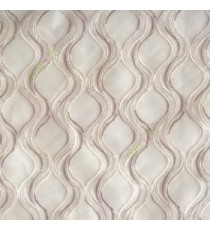 Grey cream white color traditional ogee vertical curved flowing layers embroidery polyester sheer curtain