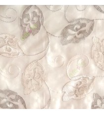 Traditional beige cream color traditional flower tendril flower buds embroidery polyester sheer curtain