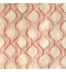 Orange beige color traditional ogee vertical curved flowing layers embroidery polyester sheer curtain