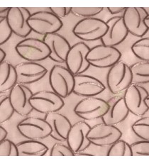 Traditional brown color oval shaped embroidery patterns flower buds polyester sheer curtain