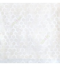 White color honeycomb hexagon geometric jute weaved pattern texture finished vertical thread lines polycotton main curtain
