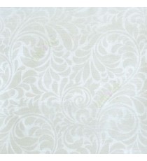 White color busy pattern with swirls floral leaf designs vertical thin lines polycotton main curtain