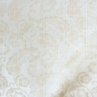 Beige cream color traditional paisley designs and swirls flower leaf pattern polycotton main curtain