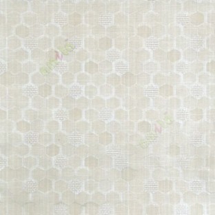 Cream beige color honeycomb hexagon geometric jute weaved pattern texture finished vertical thread lines polycotton main curtain