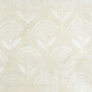 Cream beige elegant look floral leaf stem pattern rain drop scales two leaf in stem polycotton main curtain