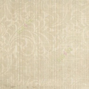 Brown beige color busy pattern with swirls floral leaf designs vertical thin lines polycotton main curtain