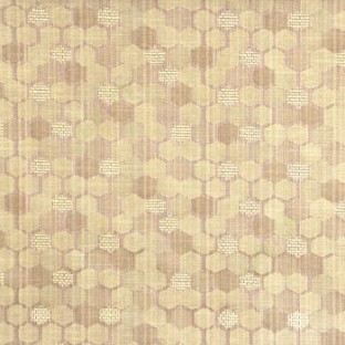 Brown beige color honeycomb hexagon geometric jute weaved pattern texture finished vertical thread lines polycotton main curtain