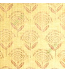Brown beige elegant look floral leaf stem pattern rain drop scales two leaf in stem polycotton main curtain
