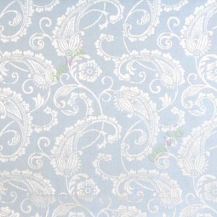 Blue color traditional paisley designs and swirls  flower leaf pattern polycotton main curtain