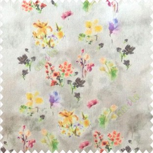 Elegant look yellow purple pink brown orange color natural small lily flower floral designs small flower and buds watercolor print pure cotton curtain fabric