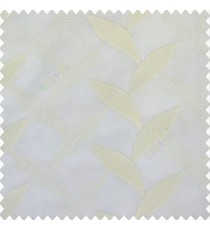 Pure white color strobilanthes leaf texture finished leaf pattern long leaf embroidery soft thread work poly fabric sheer curtain