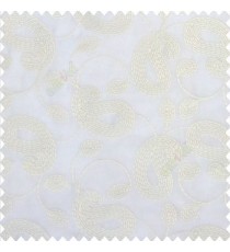 Pure white color traditional paisley flower buds inter connected layer of designs beautiful finished embroidery soft thread work poly fabric sheer curtain
