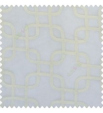 Pure white color geometric designs abstract square shaped dice scales embroidery soft thread work poly fabric sheer curtain