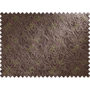 Chocolate Brown Beige Damask Traditional Main Curtain Designs