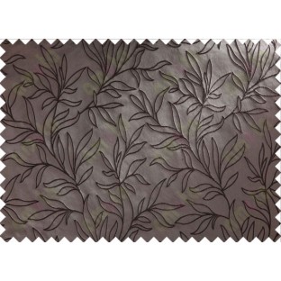Dark Brown Floral Self Design Main Curtain Designs