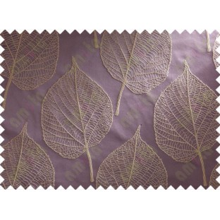 Purple Beige Leaf Main Curtain Designs