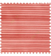 Red color horizontal chenille stripes texture finished with transparent polyester base fabric sheer curtain