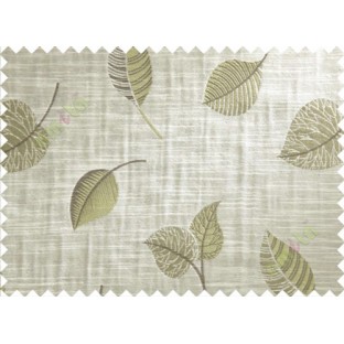Brown Green Peepal Leaf Polycotton Main Curtain-Designs