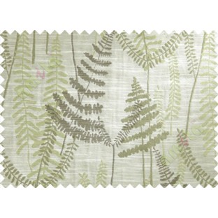 Green Beige Brown Natural Ferns Forest Poly Main Curtain-Designs