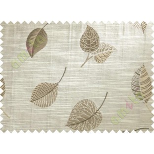 Brown Beige Peepal Leaf Polycotton Main Curtain-Designs