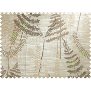 Brown Beige Natural Ferns Forest Poly Main Curtain-Designs