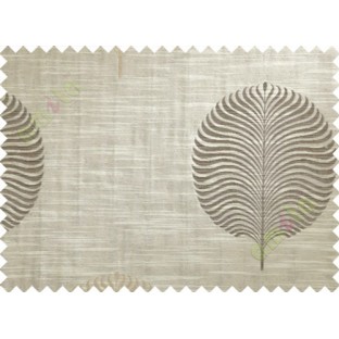 Brown Beige Beige Big Round Leaf Poly Main Curtain-Designs