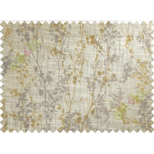Brown Yellow Grey Spring Floral Tree Polycotton Main Curtain-Designs