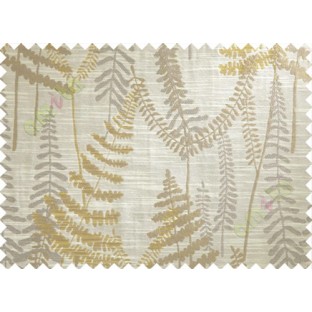 Brown Grey Yellow Natural Ferns Forest Poly Main Curtain-Designs