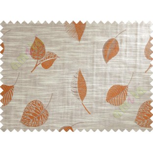 Brown Beige Brick Colour Peepal Leaf Polycotton Main Curtain-Designs