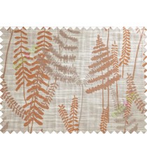 Brick Colour Brown Beige Natural Ferns Forest Poly Main Curtain-Designs