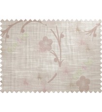 Beige Pink Brown Twig Floral Design Polycotton Main Curtain-Designs