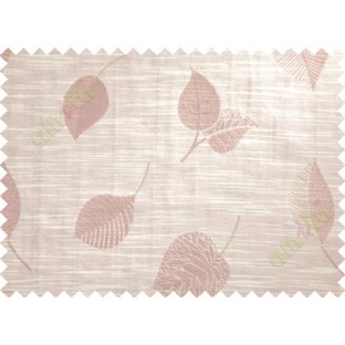Beige Pink Peepal Leaf Polycotton Main Curtain-Designs
