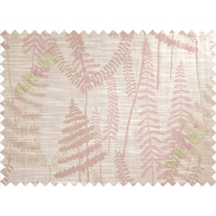 Pink Beige Natural Ferns Forest Poly Main Curtain-Designs