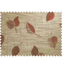 Brown Red Peepal Leaf Polycotton Main Curtain-Designs