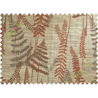 Red Brown Natural Ferns Forest Poly Main Curtain-Designs