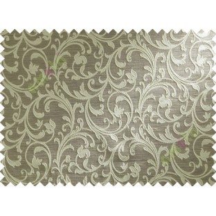 Brown Beige Floral Leaf Creeper Polycotton Main Curtain-Designs