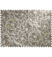 Brown Grey Floral Leaf Creeper Polycotton Main Curtain-Designs
