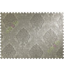 Grey Beige Damask Polycotton Main Curtain-Designs