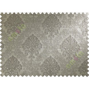 Grey Beige Damask Polycotton Main Curtain-Designs