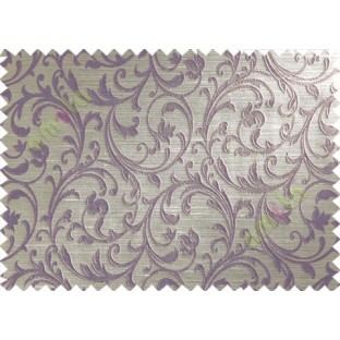 Purple Brown Beige Floral Leaf Creeper Polycotton Main Curtain-Designs