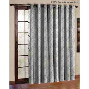 Pure White with Silver Color Traditional Emb Damask Pattern Polyester Sheer Curtain-Designs