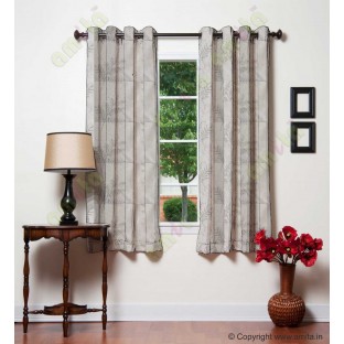 White Silver Color Horizontal Stripes with Plant Metisse Polyester Sheer Curtain-Designs