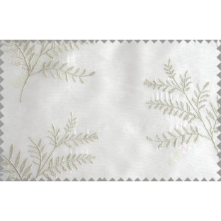 Pure White Beige Color Horizontal Stripes with Plant Metisse Polyester Sheer Curtain-Designs
