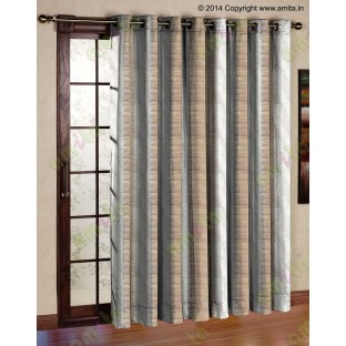 Pure White Beige Color Horizontal Pencil Stripes with Vertical Emb Stripes Polyester Sheer Curtain-Designs