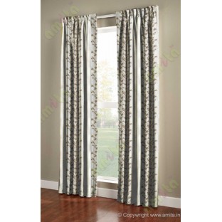 Pure White Brown Beige Color Vertical Seamless Metisse Emb Pattern with Horizontal Pencil Stripes Polyester Sheer Curtain-Designs