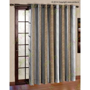 Pure White Gold Color Horizontal Stripes with Plant Metisse Polyester Sheer Curtain-Designs