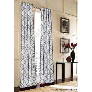 Pure White Black Brown Color Traditional Emb Damask Pattern Polyester Sheer Curtain-Designs