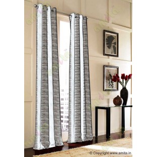 Pure White Black Brown Color Horizontal Pencil Stripes with Vertical Emb Stripes Polyester Sheer Curtain-Designs