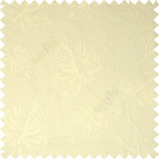 Pure White Birch Leaf Pattern with White Background Cotton Main Curtain